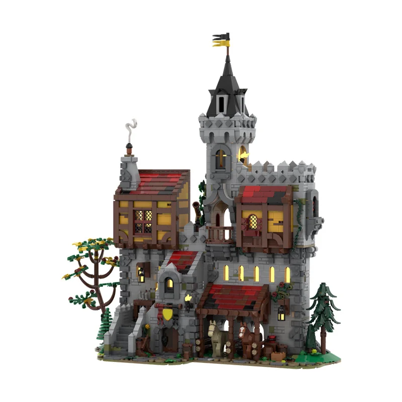 2920 pièces – Modèle de construction modulaire MOC « Seigneur des Corbeaux » médiéval – Briques éducatives populaires à personnaliser – Jouet de festival DIY – Cadeau