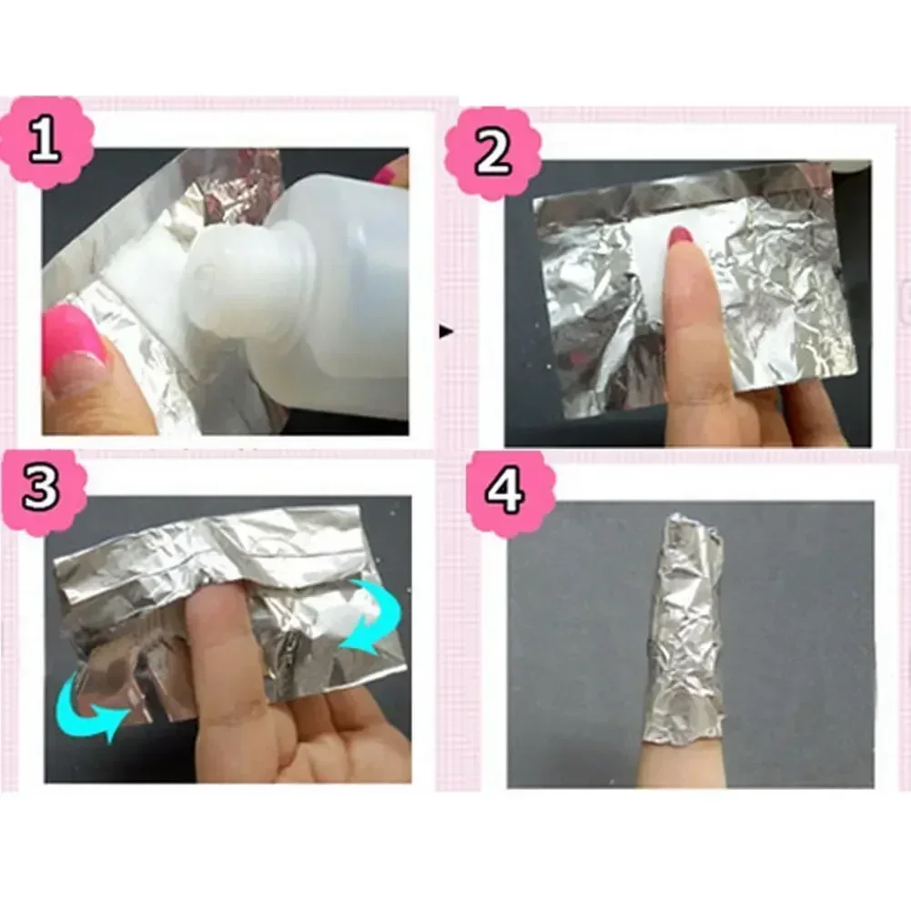 Aluminium Foil Nail Polish Remover with Acetone, UV Gel Cleaner Wrap Paper, Salon Manicure Removal Tool, Nail Art Tools, 100pcs