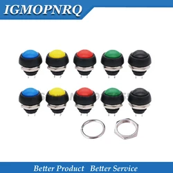 10PCS 12mm Waterproof Momentary push button for switch Black Red Green Yellow Blue white PBS-33B