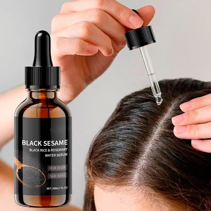 Aceite de sésamo negro para el cabello, aceite de sésamo negro para el crecimiento del cabello, aceite de peinado no graso, esencia para el cuidado del cabello para reparación dañada, 30ml