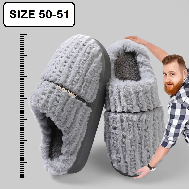 

New Plush slippers size 50 51 men's comfort fuzzy home shoes grandpa closed toe downy cloud slipper man indoor bedroom warm shoe