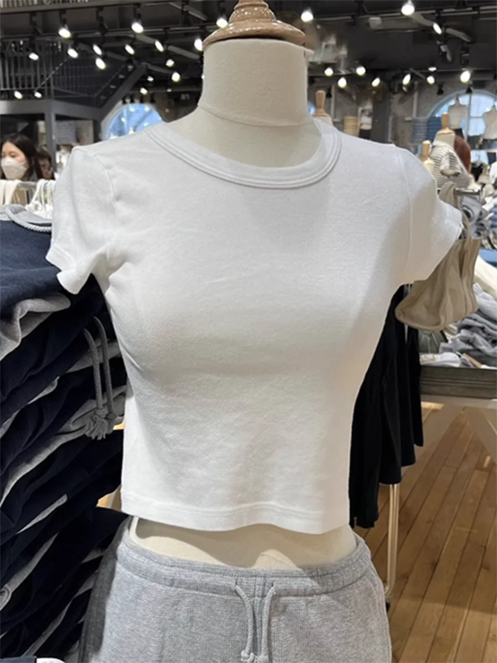 White Cotton Slim T-Shirt Summer O-Neck Short Sleeve Classic Tee Shirt American Vintage All-match Y2k Streetwear Woman Tops