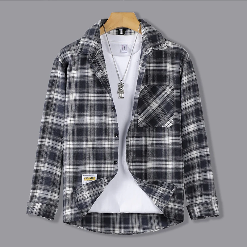 

Faionable Cheered Long Sve Men's irt Color Blo Classic Sle Casual Outerwear Autumn 2024 New Arrival