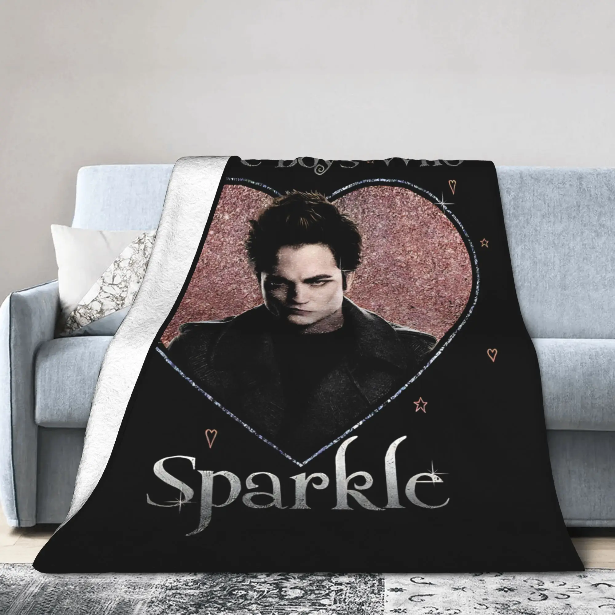 Twilights Vampire Edward Cullen Blankets Flannel Spring Autumn Sparkle Movie Portable Thin Bedding Throw Blankets for Outdoor