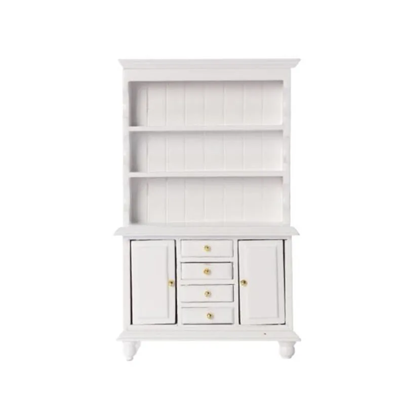 1/12 Dollhouse Miniature Furniture Multifunction Wood Cabinet Bookcase White