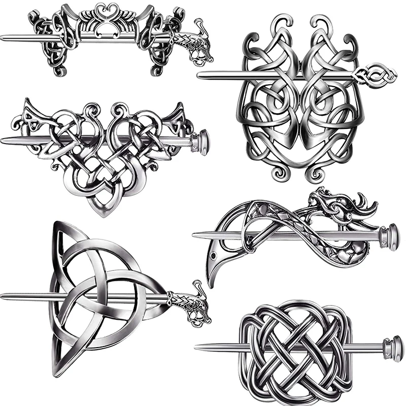 Women Celtic Hair Slide Hairpins Viking Celtic Hair Clips Celtic Knot Hair Stick Metal Hair Barrette Hair Pin Retro Hair Accesso