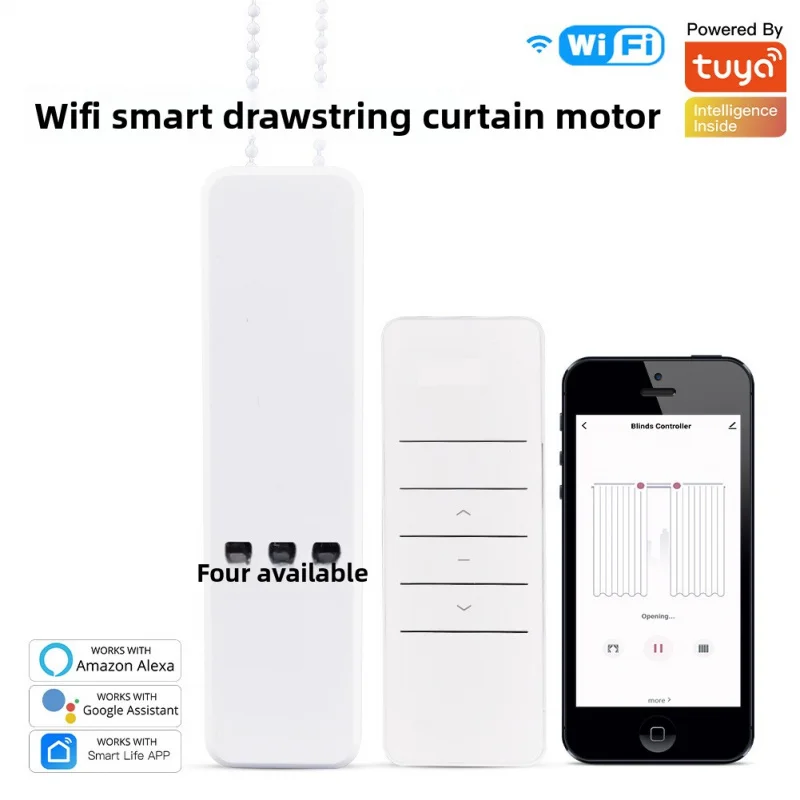 

Умный мотор для штор Tuya WiFi — для штор со шнуром и бусинами | Приложение и голосовое управление | Функция таймера | Домашняя автоматизация