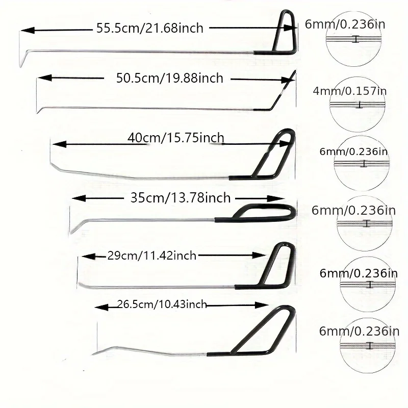 6 قطعة دنت السيارة مجتذب قضيب السنانير المطرقة الباب دنت دينغ حائل إصلاح إزالة أدوات إصلاح صيانة مجموعة اكسسوارات السيارات #5