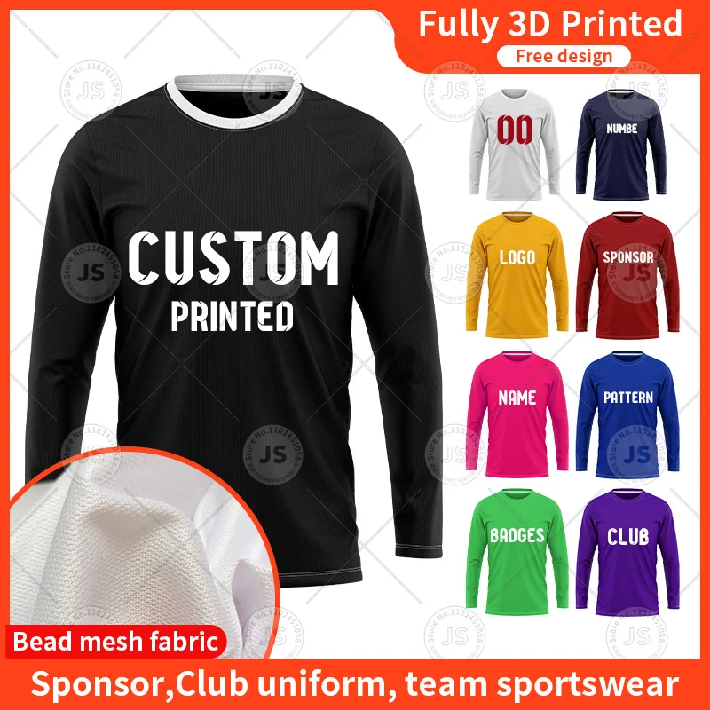 Customized Print Long Sleeved T-Shirt Print Logo Pattern Spring Autumn Round Neck Men Shirt  Casual Sports Fashion Top