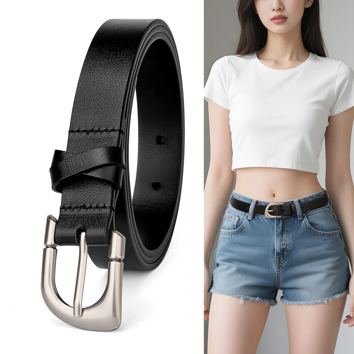 catelels-トップレイヤー牛革メタル調節可能なニードルバックル四季マッチングファッショナブルで多用途なアクセサリー