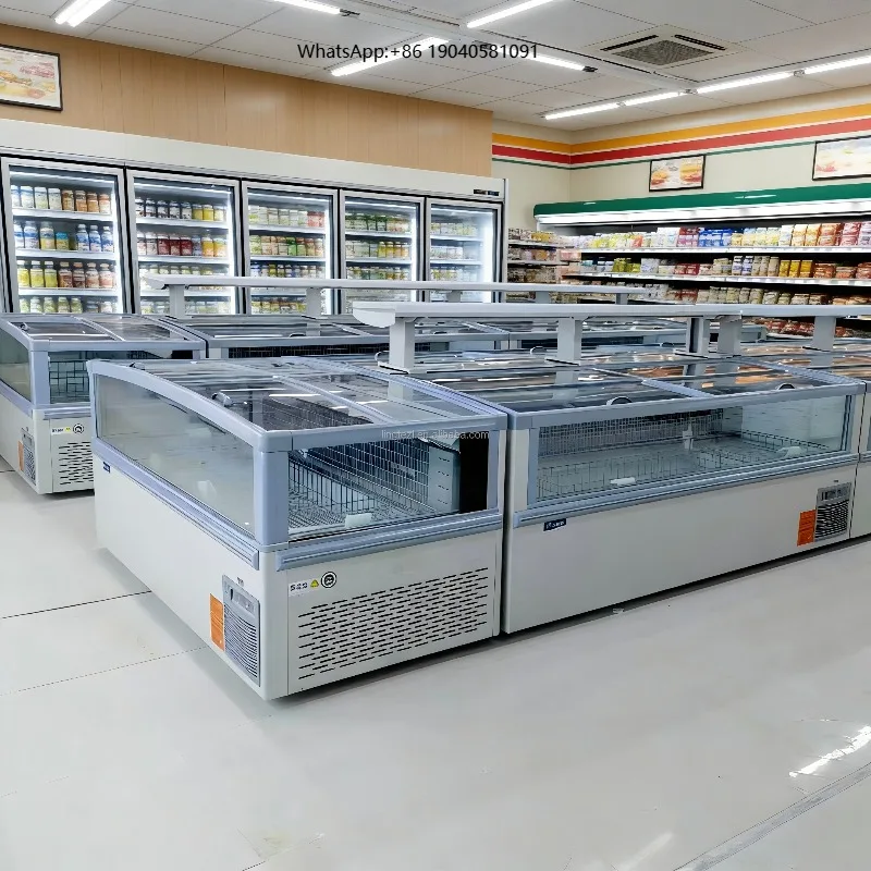 600L Supermarket Chicken Storage Display Freezer Big Window Horizontal Freezer