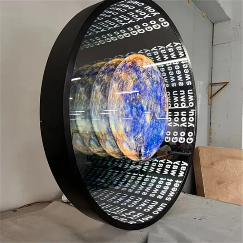Customized LED 3D Acrylic Neon Infinity Mirror Decorative Abyss Office Wall Art view 2