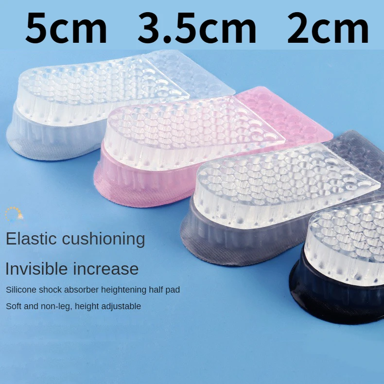 5cm 3.5cm Silicone Invisible Height Increase Insoles for Women Men Half Insole 3-Layer Up Lifts Elevator Shoes Pad Heel Lifting