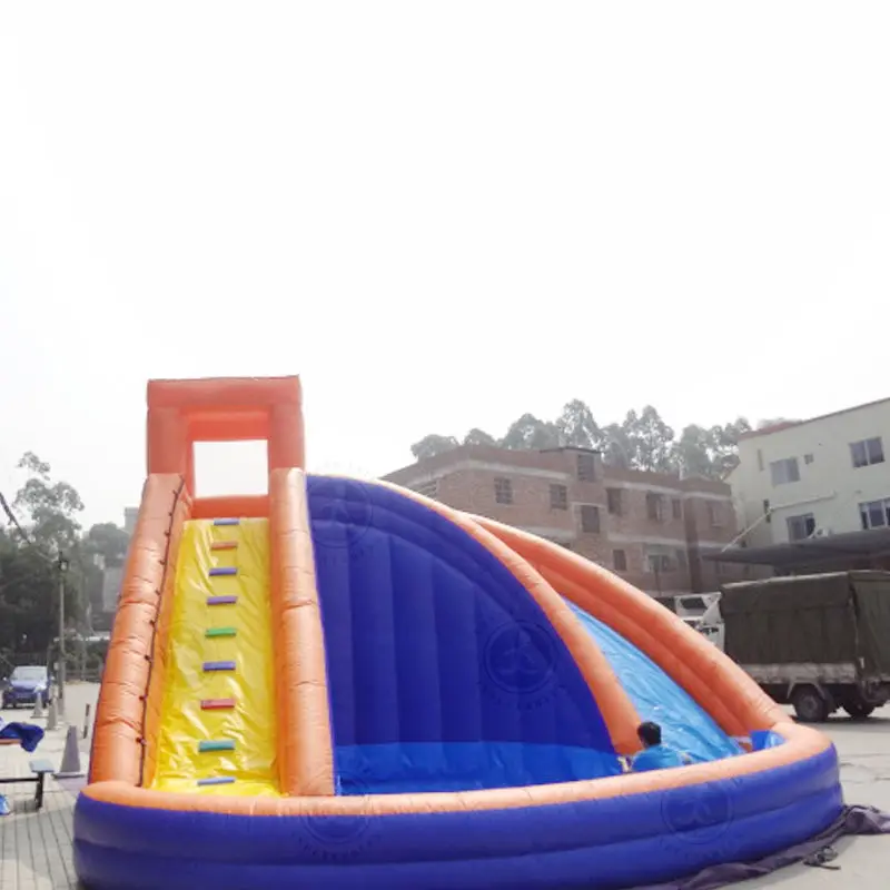 Tobogán inflable de PVC para niños, Castillo largo con obstáculos para exteriores