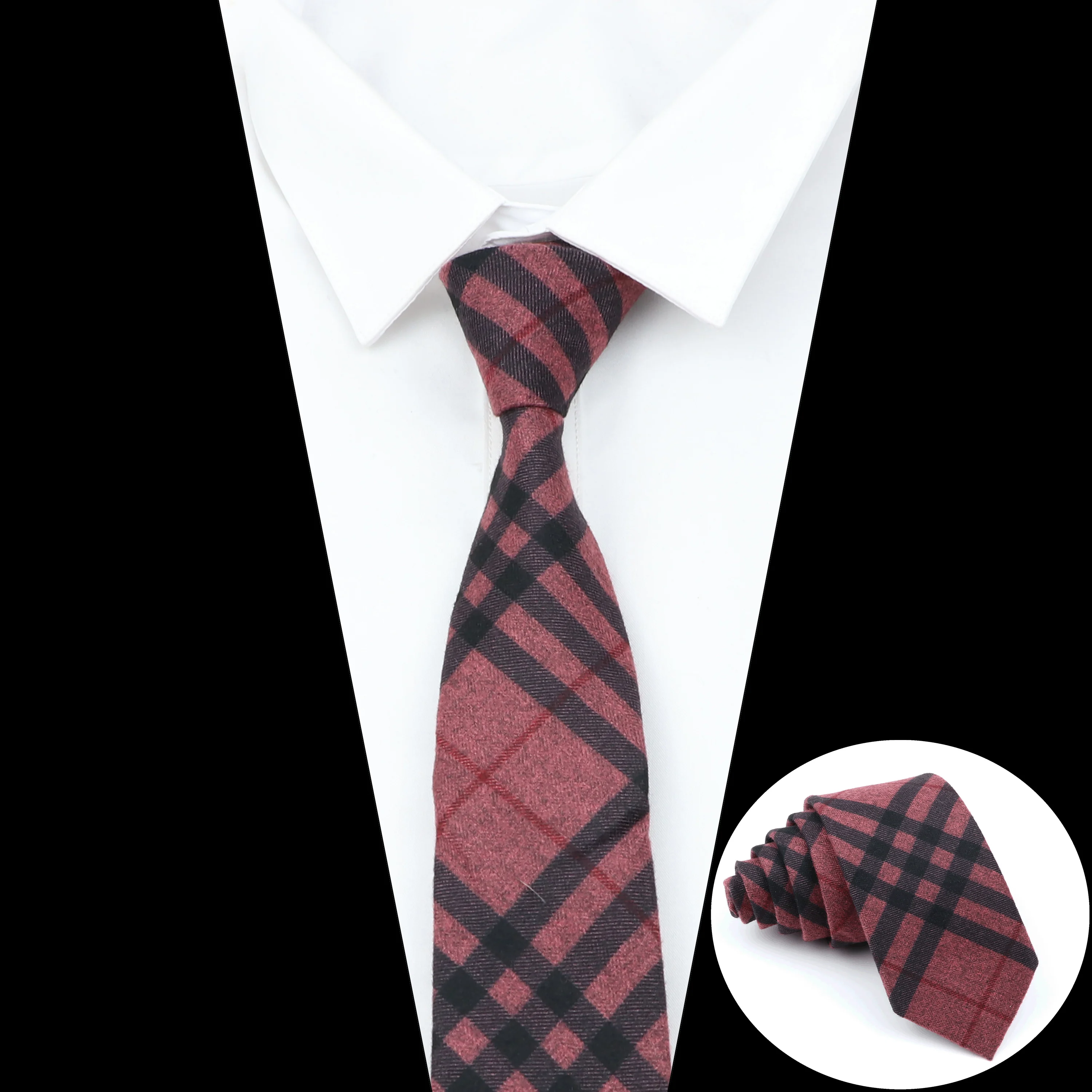 Super Soft Wool Cotton Tie Plaid Diamond Striped Men 6cm Slim Necktie Red Blue Dark Color Tuxedo Suit Male Gift Shirt Accessory