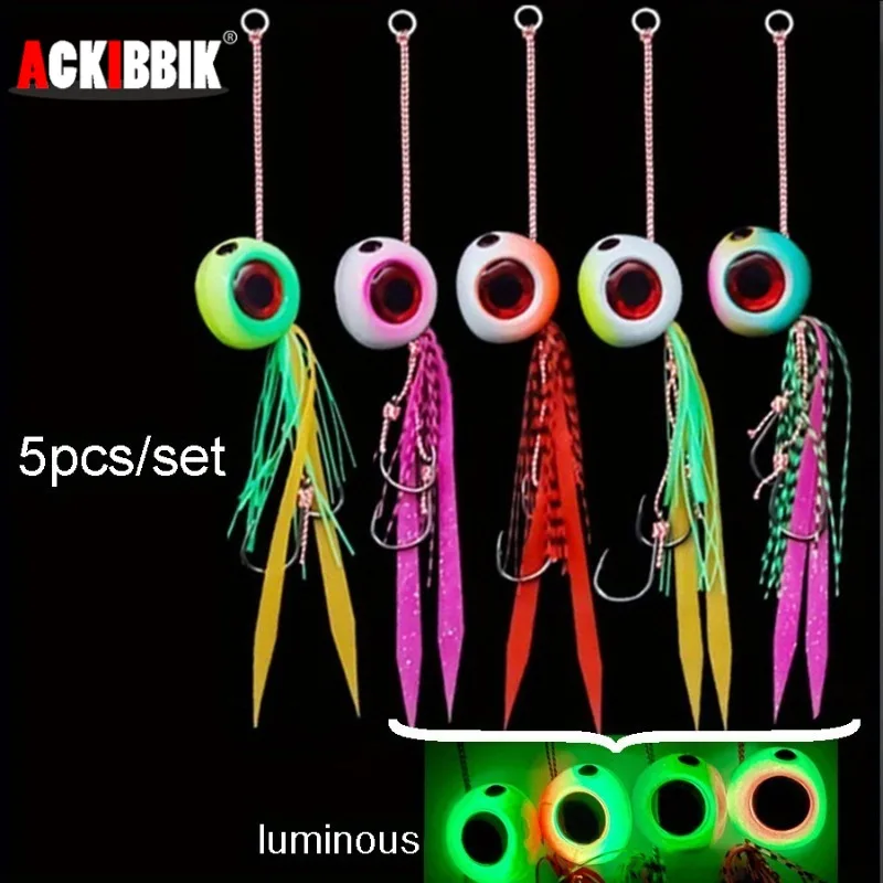 

Ackibbik 5 шт. 60 г приманки для морской воды со свинцовой джиг-головкой Тай резиновая юбка лодка рыболовные приманки