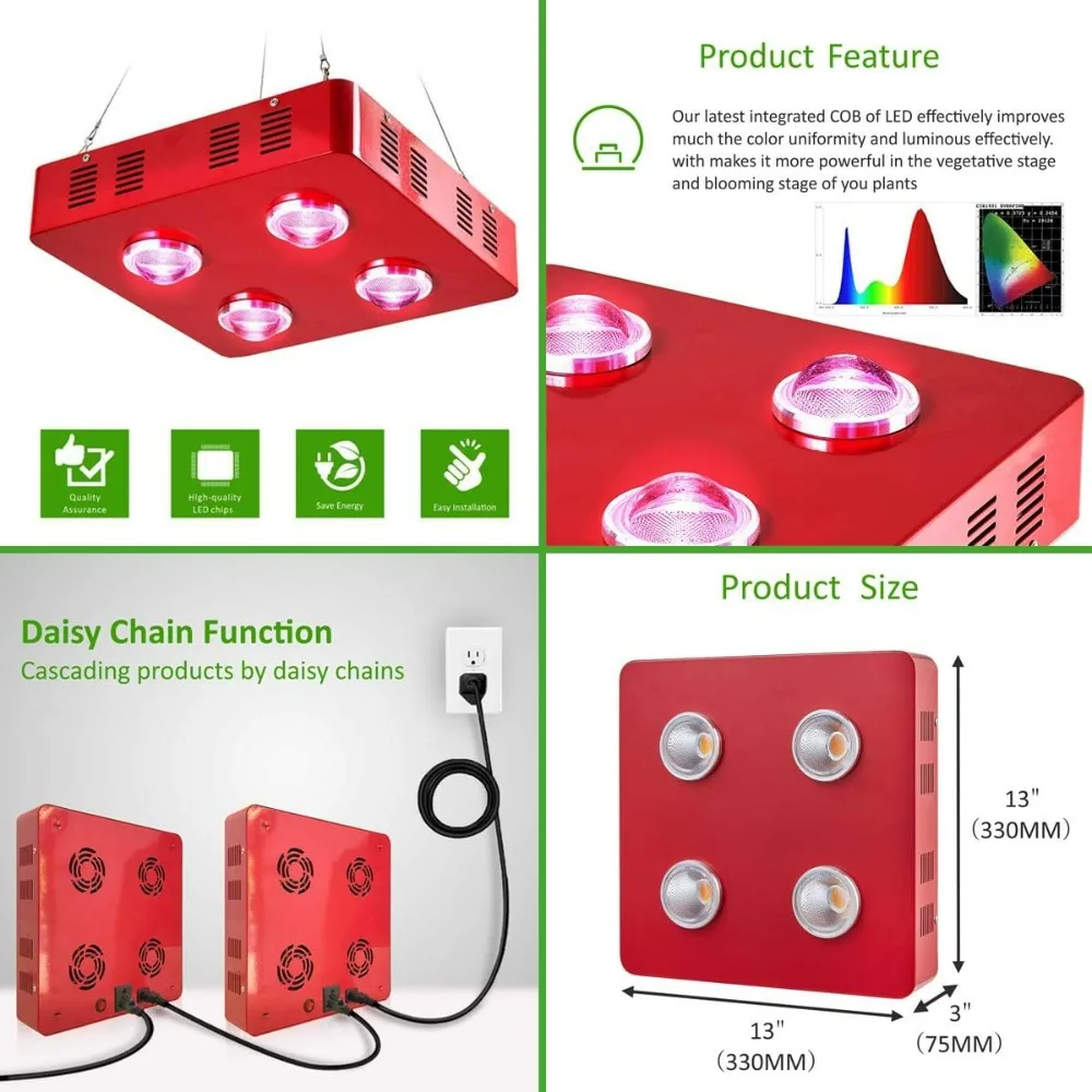 800w LED Grow Light+24''X24''X48'' Grow Tent+4