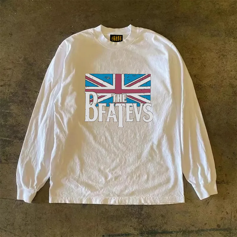 Heavyweight Pure Cotton Long Sleeve T-Shirt Unisex Vintage American Style Streetwear Breathable round Neck Pullover for Men A...