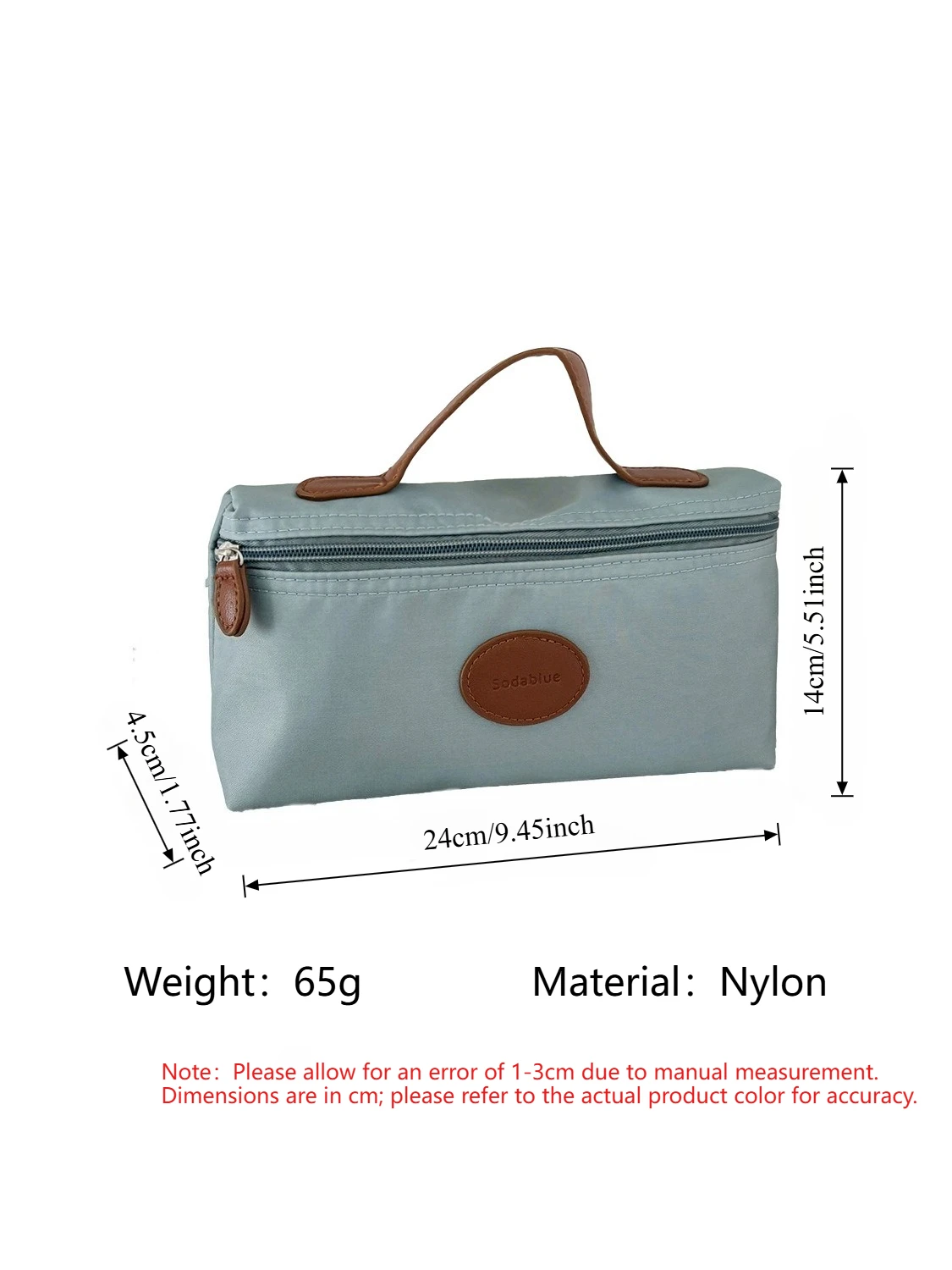New Nylon Cosmetic Bag with Leather Label Lightweight Portable Toiletry Bag Fashion Travel Makeup Organizer for Women Men