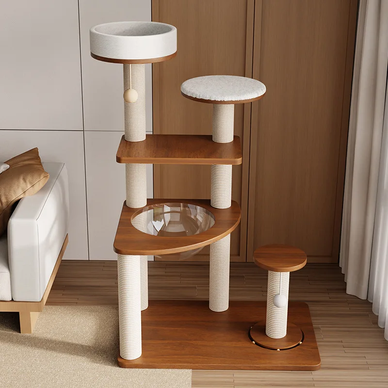 Picture 3: Cat climbing frame bed integrated solid wood space capsule pillar vertical