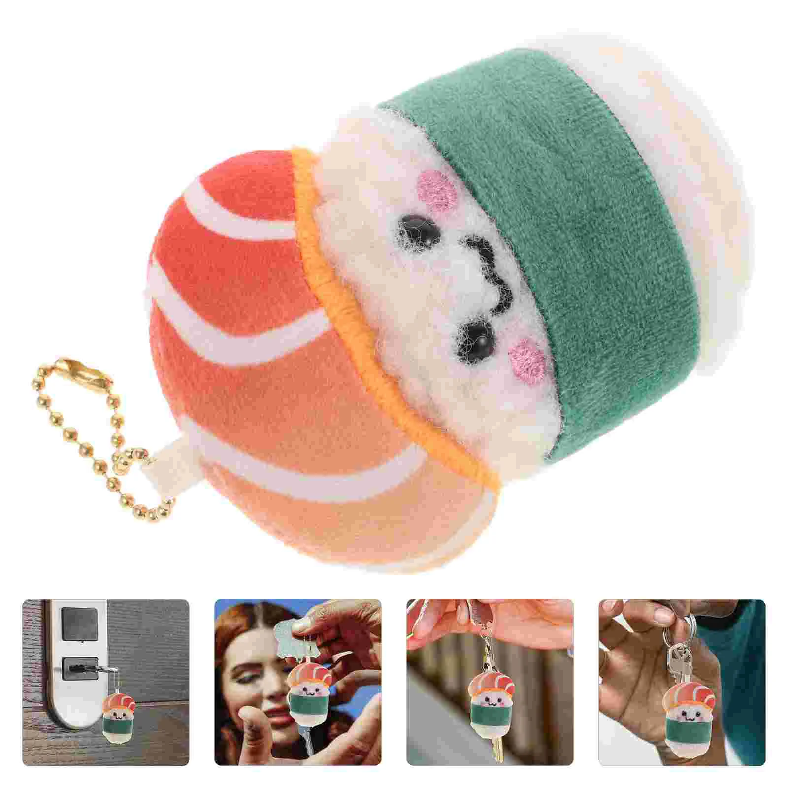 Kawaii Sushi Stuffed Animal Keychain Cute Plush Keychain Adorable Japanese Salmon Sushi Plush Toy For Anime Lovers Backpacks And