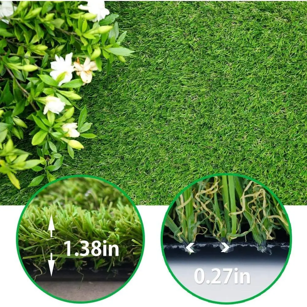 Realistic Artificial Grass Turf Lawn - 2TX28T(56 Square T), 1.38inch Height Indoor Outdoor Rug Garden Lawn Synthetic Grass Mat