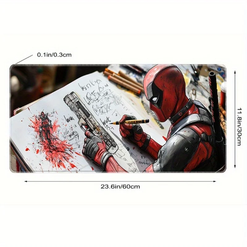 لوحة ماوس الألعاب Deadpool - "الأبطال في أطراف أصابعك!" تصميم، سجادة مكتب مطاطية كبيرة للاعبين والمعلمين، هدية مثالية لـ Phy