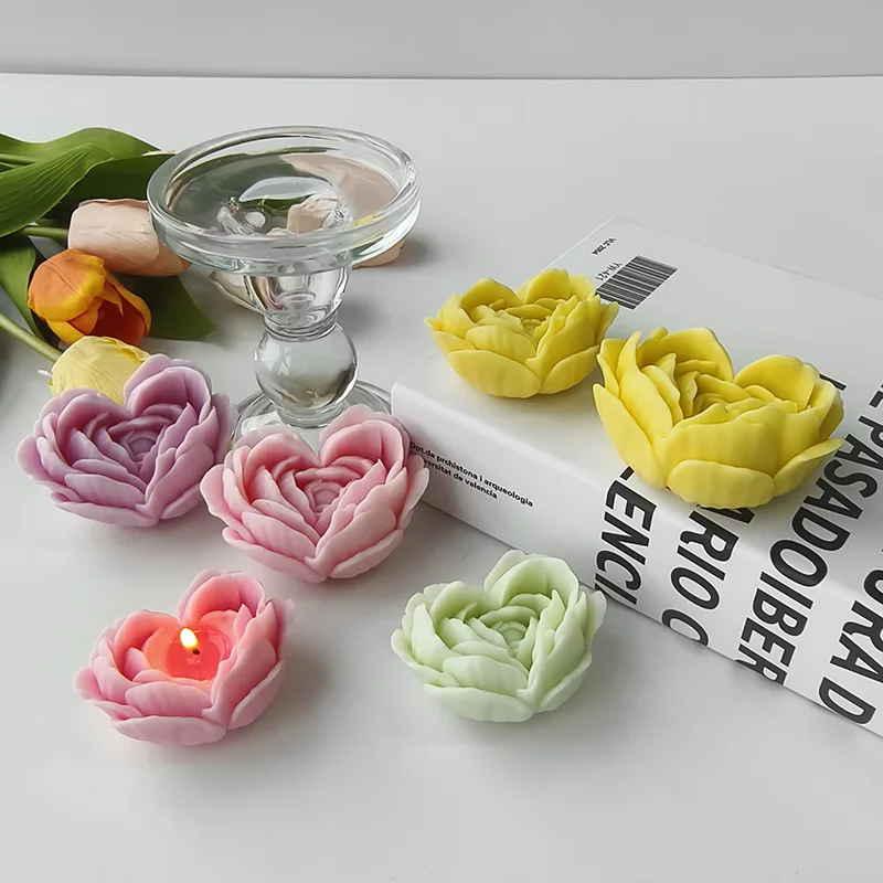 3D Austin Rose Peony Chrysanthemum Flower Candle Silicone Molds Diy Love Flowers Soap Plaster Chocolate Ice Cake Baking Mold
