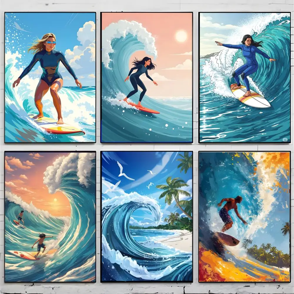 Energetic Sport Surfing Poster Premium Decor Art & Gift for Household Lounge Home Ornaments