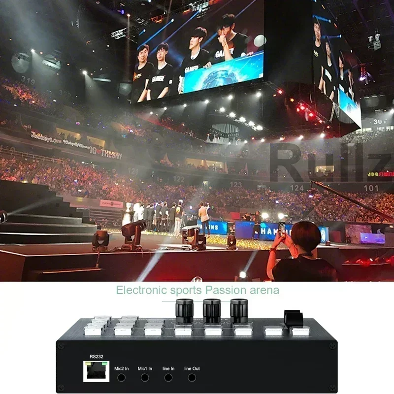 4K Video Switcher 4 ช่อง HDMI หลายกล้องสตรีมมิ่งการผลิตสด Video Mixer Switcher Broadcasting Station ประเภท C บันทึก