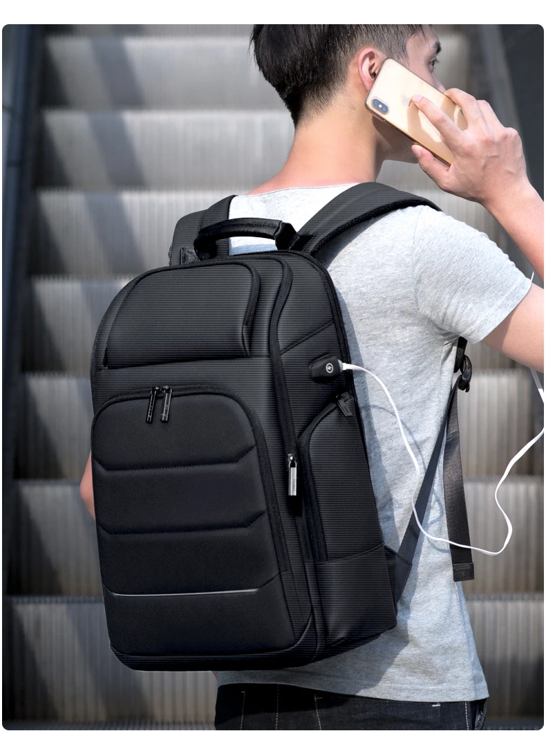 Fenruien Waterproof Backpacks USB Charging School Bag Anti-theft Men Backpack Fit 15.6 Inch Laptop Travel Backpack High Capacity