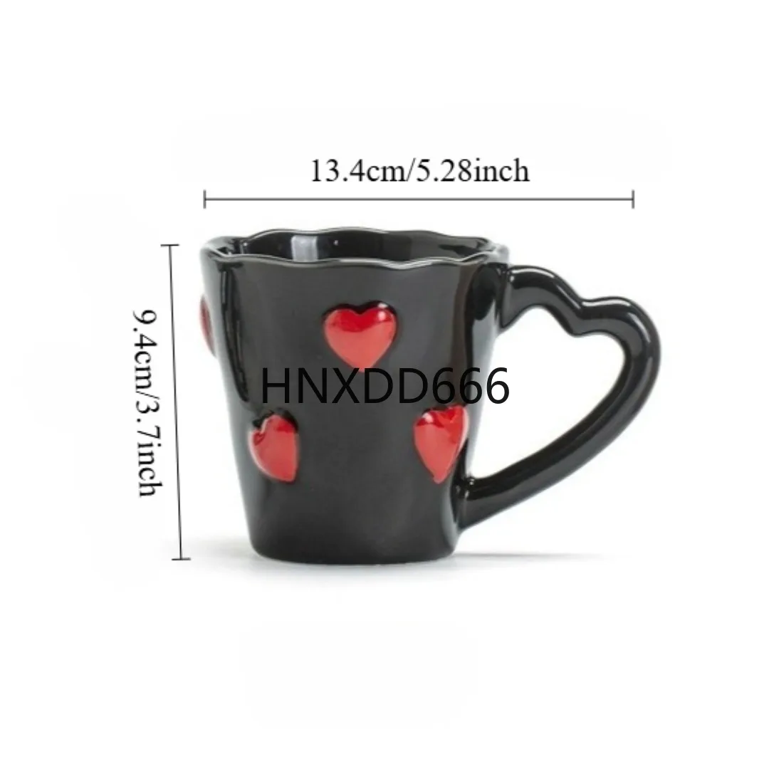

1PC cream peach heart powder ceramic household water cup high-value pink girl heart mug couple water cup