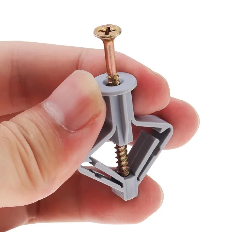 200-20PCS Expansion Screws Tube Plastic Toggle Anchor Wall Plugs Hollow Drywall Anchor Bolt Fastener Kit Hardware Fixing Tool