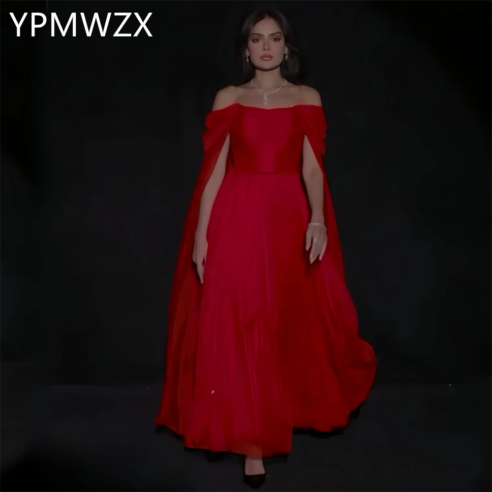 

Customized Prom Gown Evening Women Party Occasion YPMWZX Off-the-shoulder A-line Floor Length Skirts Stole Bespoke Dres