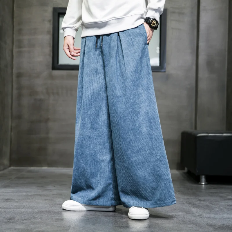 

HOUZHOU Baggy Corduroy Pants for Men Japanese Oversize Wide Leg Trousers Male Big Size Casual Streetwear Hip Hop Harajuku 5XL