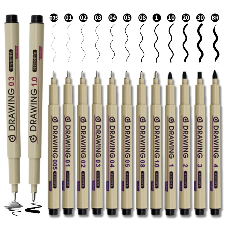 

12PCS black Fine-Line Manga Markers for Manga Draw Sketching Needle Pen Hook Line Pen Art Supplies Sketch Stationery Set