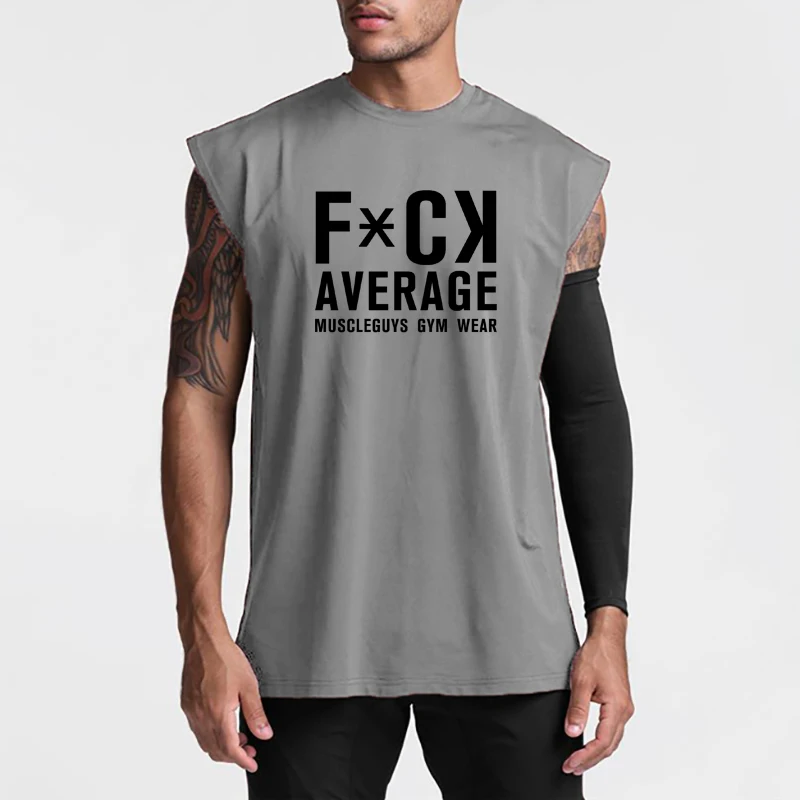 Gym Fitness Men Casual Sleeveless Loose Broad Shoulders Tank Tops Summer Comfortable Breathable Quick Dry Cool Feeling T-shirt