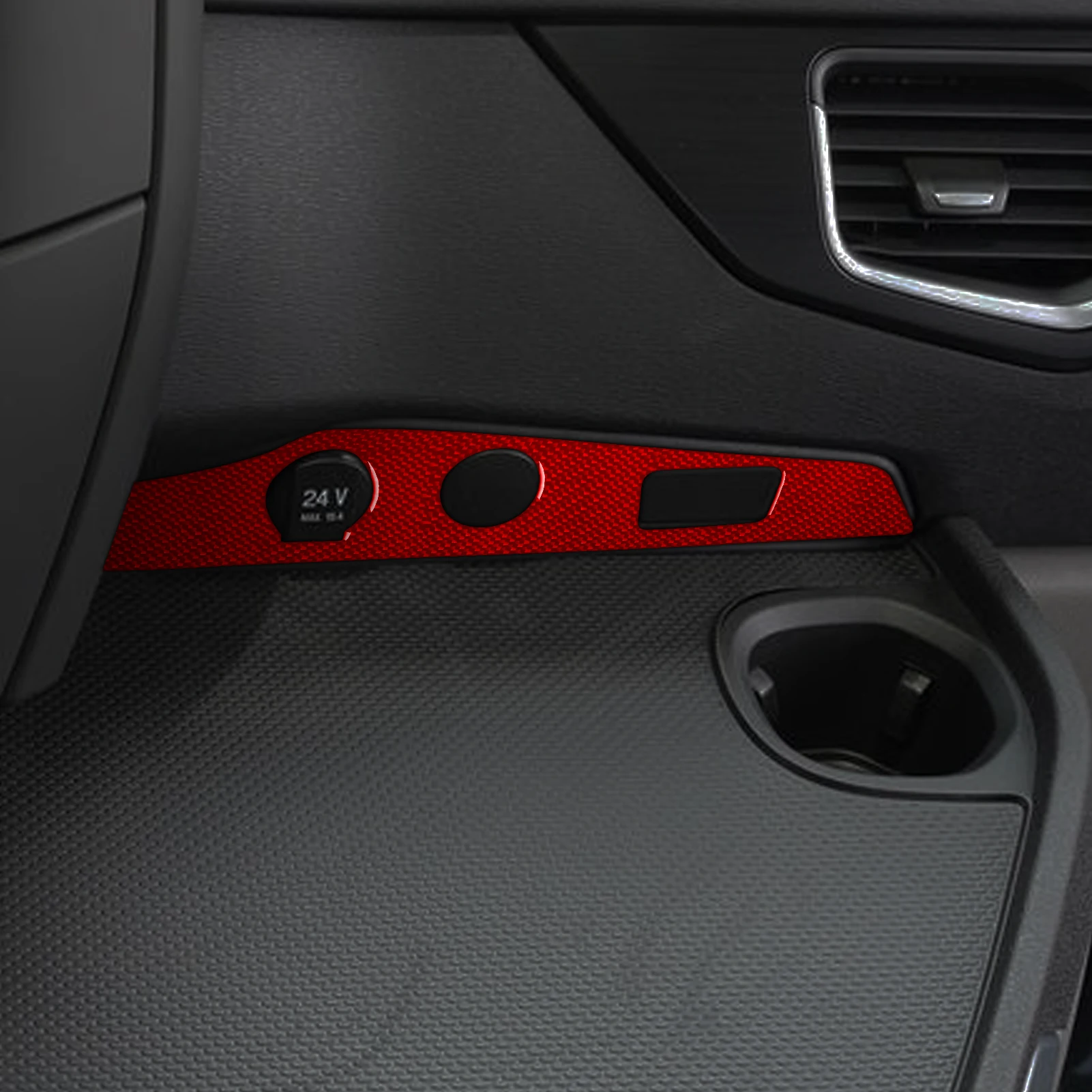 Red Carbon Fiber Co-pilot Power Outlet Trim Cover For Scania R Series 2019-2024 Car Interior Modification Accessory Stickers