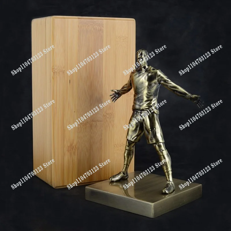 Figure doll goal celebration action bronze statue ornament