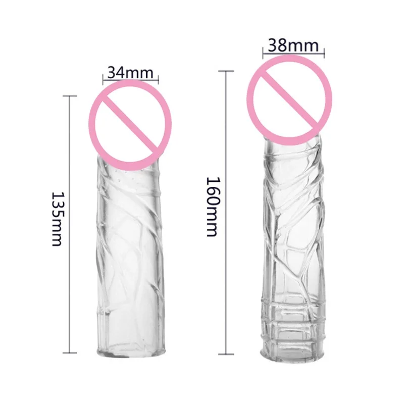 Penis Enlargement Sleeve Reusable Condoms Male Penis Extension Sleeves Delay Ejaculation Dildo Cover Adult Sex Toys for Men