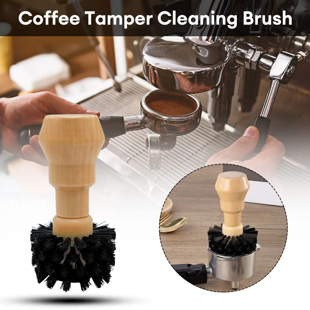 

54/58mm Portafilter Cleaning Brush Barista Espresso Coffee Tamper Espresso Coffee Cleaning Brush Tool with Wooden Handle