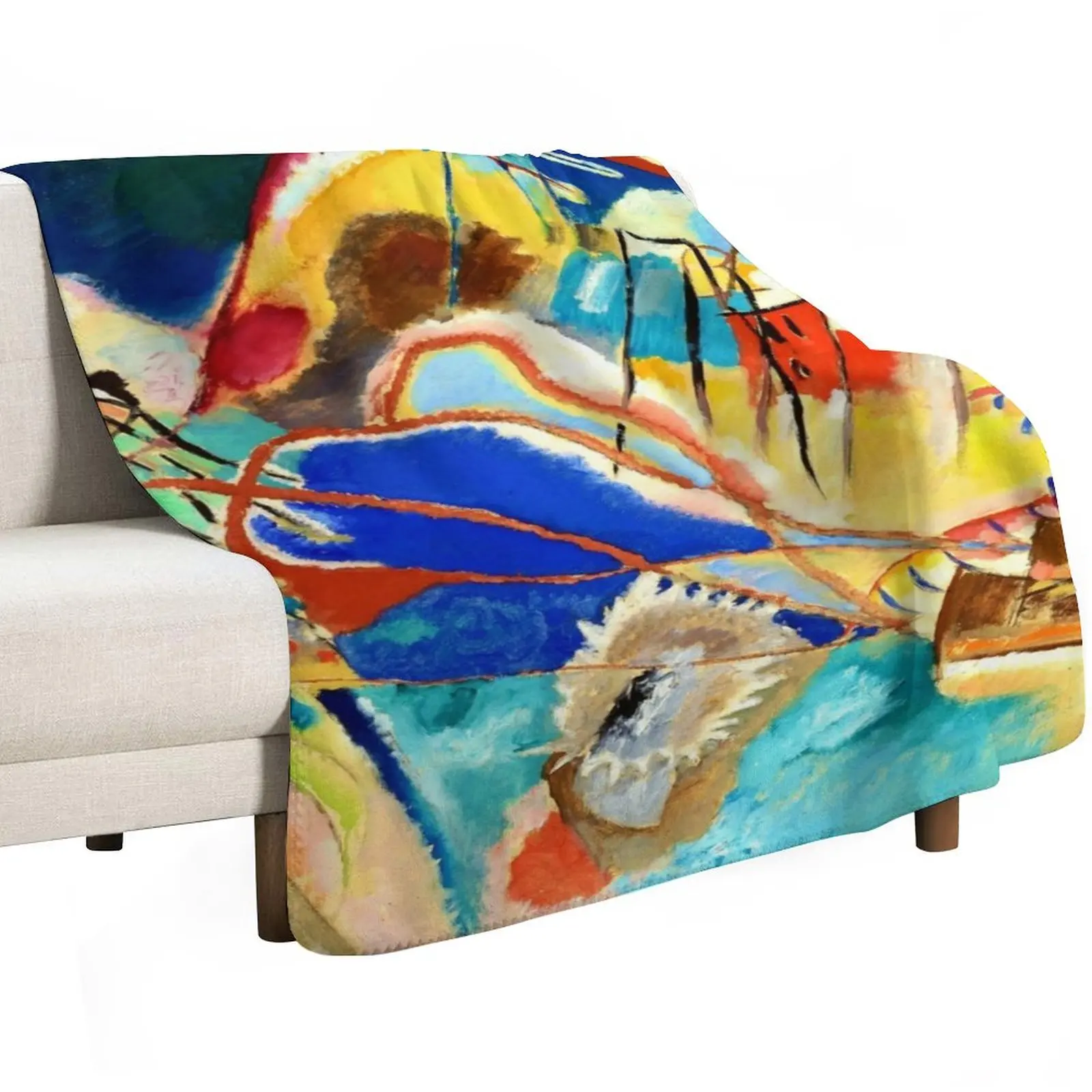 Kandinsky Composition No 4 | Kandinsky Inspired Fine Art w/ Signature Throw Blanket Easy Care Comfortable Blanket for Couch