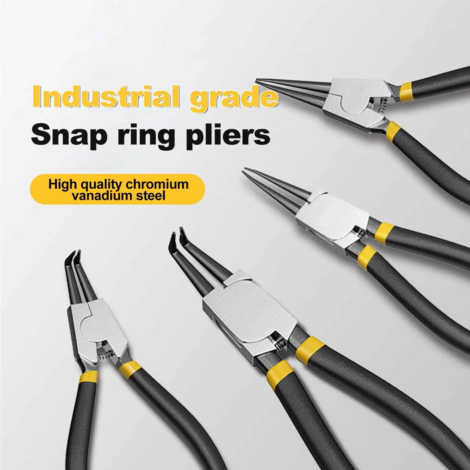 4pcs Circlip Plier Set 7'' Long Nose Plier Staight Bent Plier Inner Outer Staight Bent Plier Retaining Snap Ring Remover Tool image 3