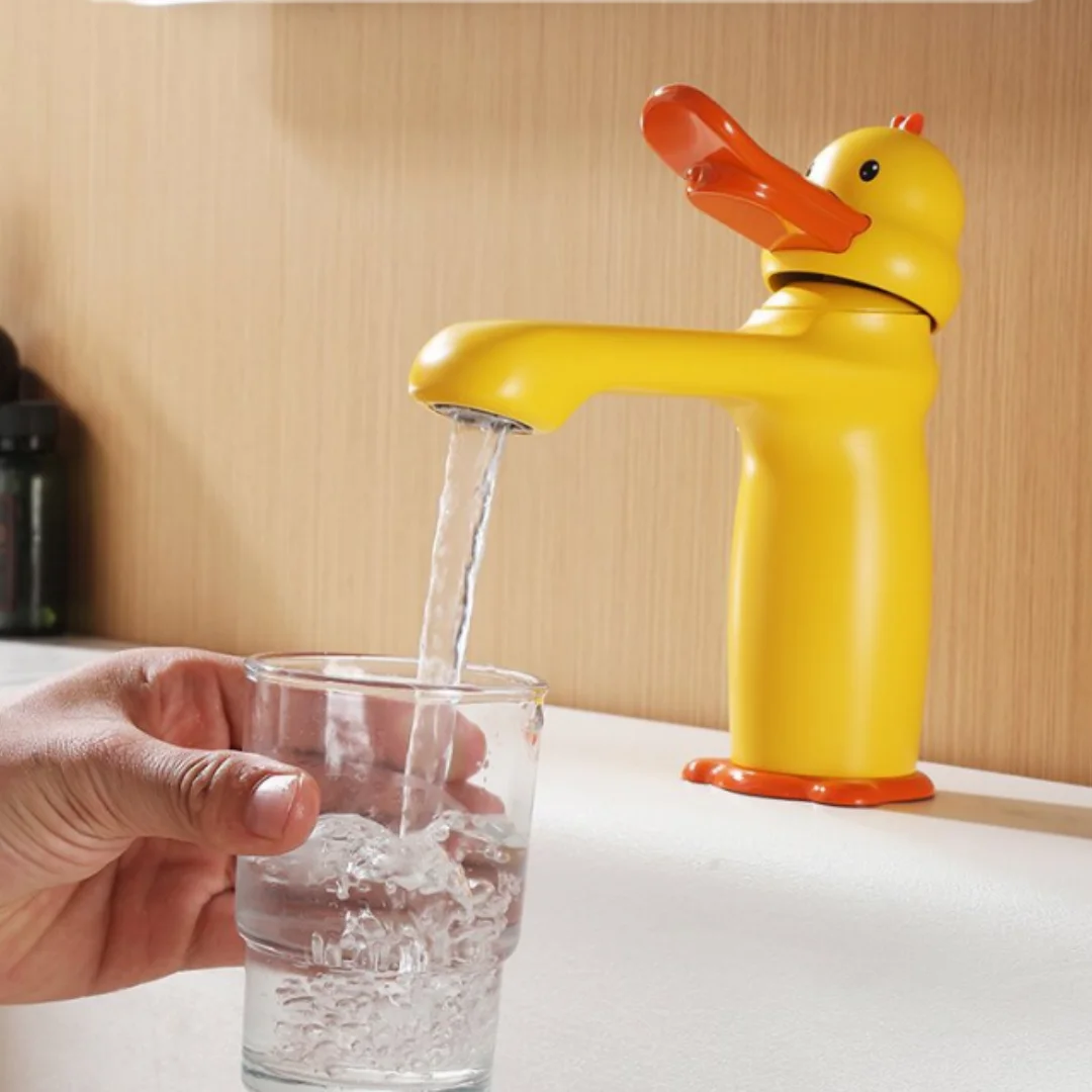 Yellow Bathroom Faucet Duck Basin Faucet Hot and Cold Sink Faucet Brass Faucet Pink Lavotory Faucet Sink Water Crane