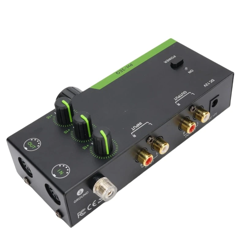 

Phono Preamp 3 Band Adjustment Record Player Turntable Amplifier Support Cartridges Input Output