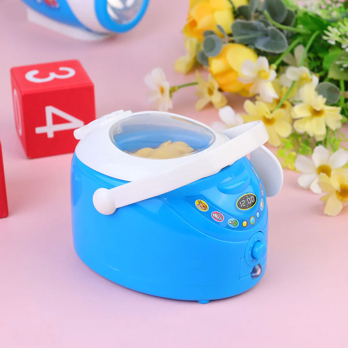 1 Mini Rice Cooker Kids Pretend Play Set Smooth Design Safe Plastic Home Appliance Simulation for Children Creative Educational