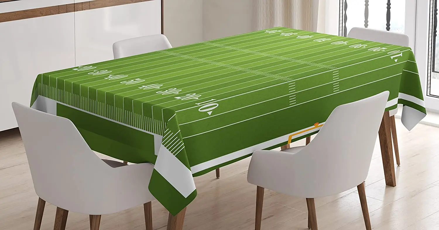 Football Tablecloth Sports Field In Green Gridiron Yard Competitive Games College Teamwork Print Rectangular Kitchen Decor