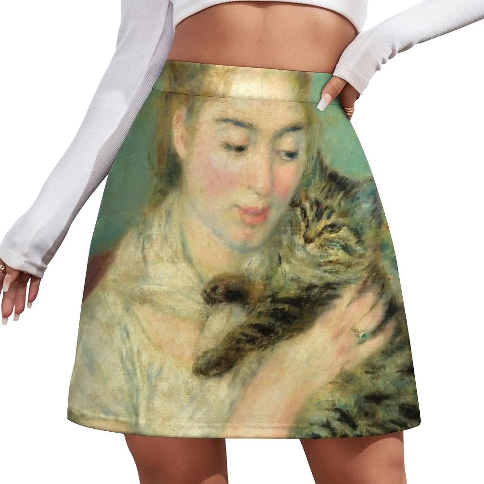 

Woman with a Cat - Pierre Auguste Renoir Mini Skirt fairy core Evening dresses Korean clothing