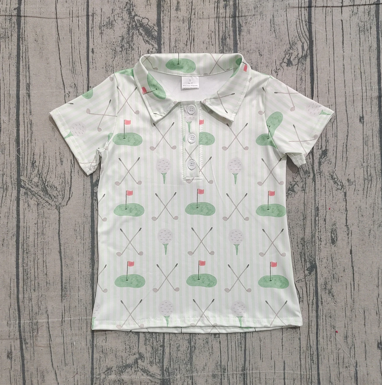

Z1213-13 BT1584 Kids Spring Clothing Short Sleeve Golf Print Shirt Baby Boys Top