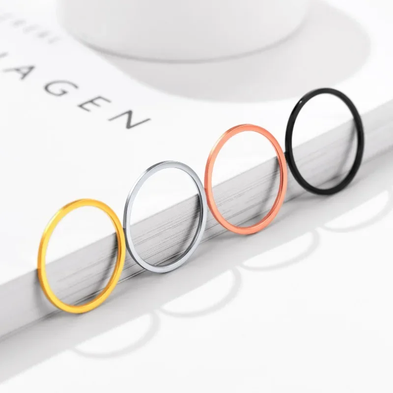 Jewelry Sets Stainless Steel 1mm Rings Simple Ring for Women Men Wedding Band Couples Jewelry Accessories